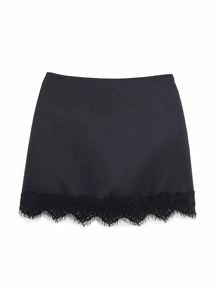 Hh nova mulher verão moda versátil cor sólida bainha renda guarnição culotes curtos feminino deslocamento casual festa de deslocamento culottes