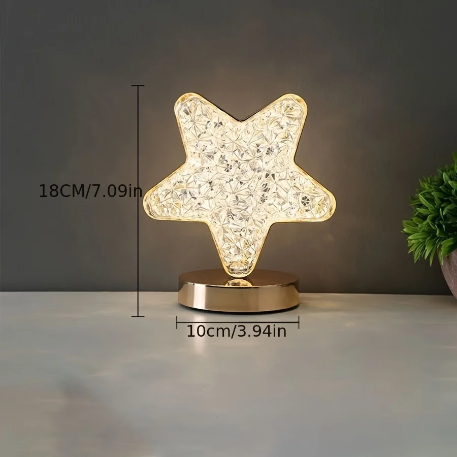 Romantic crystal desk lamp, star moon infinite variable light with small decorative bedroom bedside ambient light