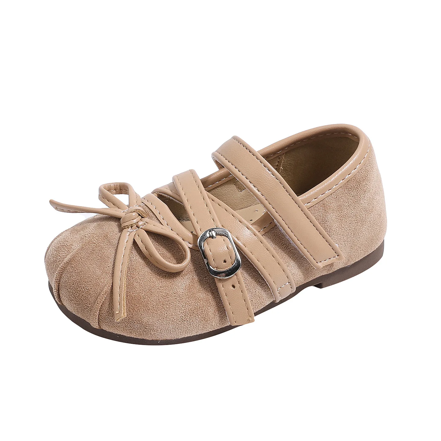 Bowtie Shallow Shoes Girls Thin Belt Crossing Flat Mary Jane Shoe 2026 Baby Kids Daily Outside Walking Footwear Size 23-34 1-8 T