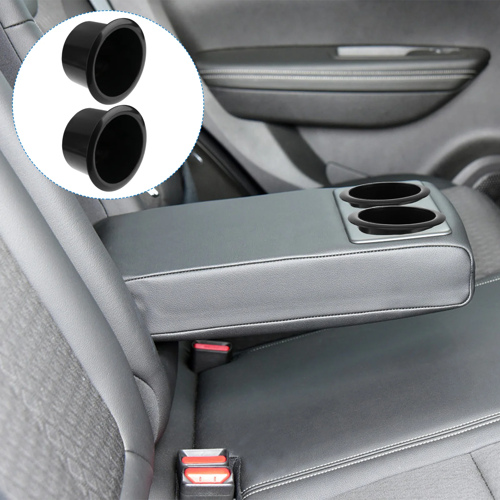 

2Pcs Business Car Cup Holder Black Plastic Drop in Spill Proof Insert for Rv Boat Sofa Game Table Deck Cup Holder Insert