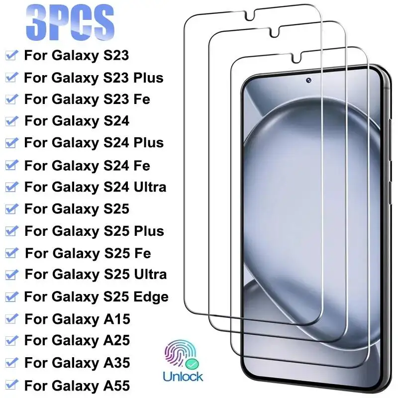 

Защитное стекло из закаленного стекла для Samsung Galaxy S23 Plus, FE, A05S, A15, A25, A35, A55, S25 Edge, S24 Ultra (3 шт.)