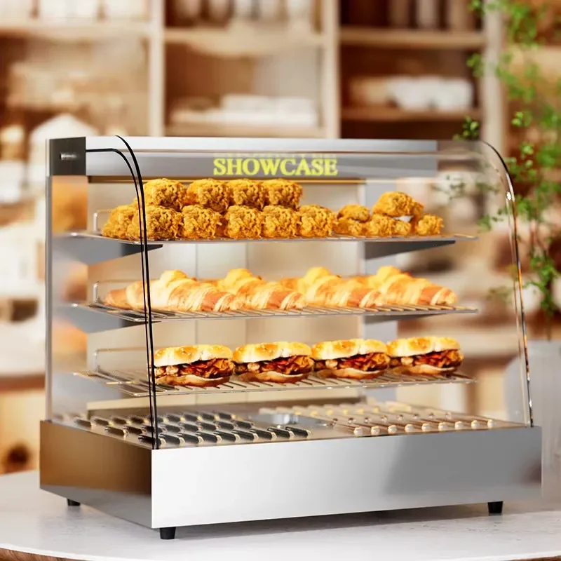 Commercial countertops, transparent food coolers, display stands, hot food and bread display cabinets for heating and