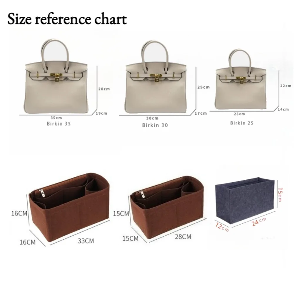 Premium Purse Organizer Insert Handbag Shaper Inner Divider Makeup Pouch Cosmetic Storage For Tote Bag Size 25 30 35 Accessories