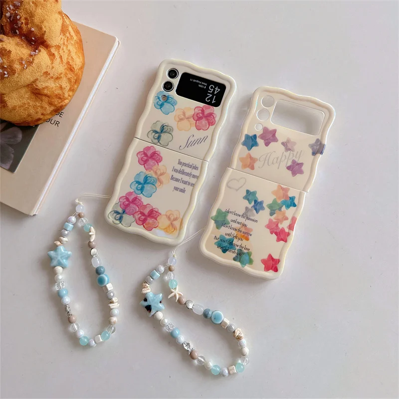 Handy hülle für Samsung Galaxy Z Flip 3 4 5 5g süße Stern blume Barce let Wave stoß feste Abdeckung für Samsung Z Flip3 Flip4 ZFlip5