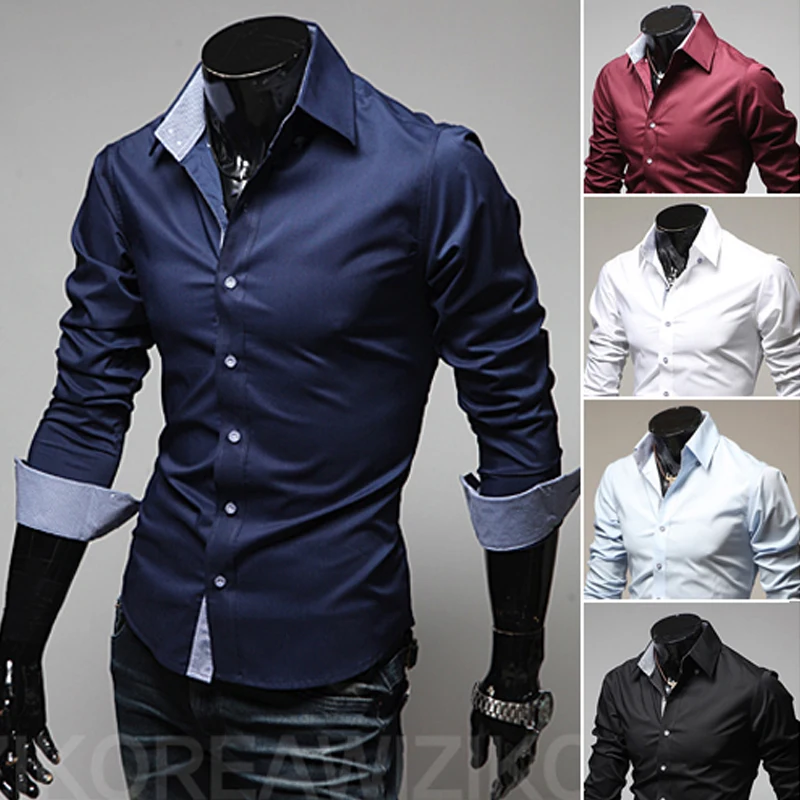 Mens Casual Shirts 2022 Single Breasted Mens Slim Fit Dress Long Sleeve Shirts Soild Male Social Shirts Designer Chemise Homme