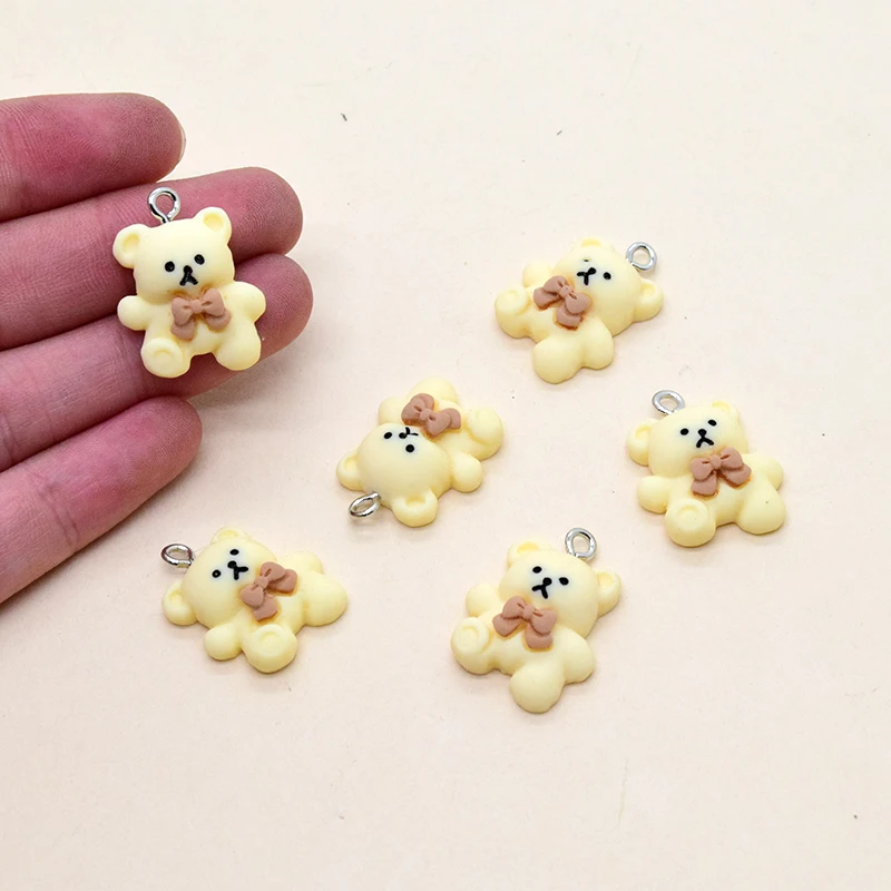 10pcs Resin Flatback Cute Bear Charms Lovely Cartoon Sweet Animal Earring Pendant Diy Keychain Decor Accessory For Jewelry Make