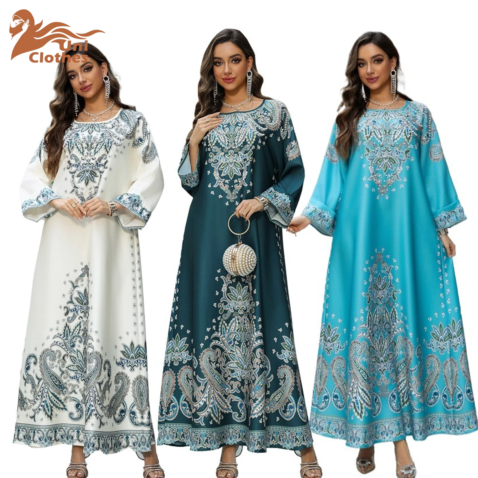 UNI Ramadan muslim's dresses abaya woman eid Long Dresses Dubai Abaya dubai luxury Dress Robe islam jalabiyat women ramadan