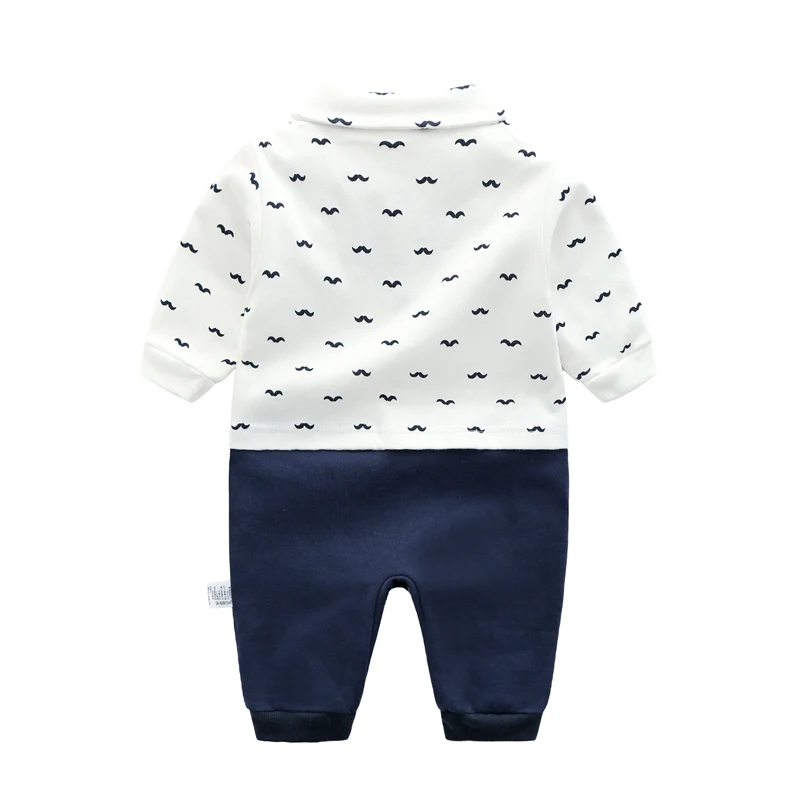 0-1 Year Old Newborn Boy Gentleman Style Bow Tie Baby Jumpsuit Long-Sleeve Romper for Boys One-Year-Old