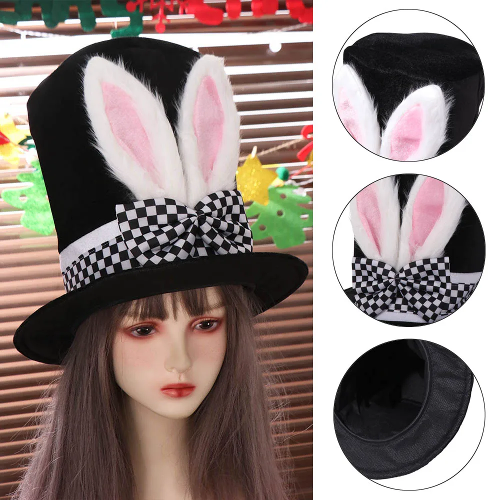 

Креативный реалистичный пасхальный кролик, реквизит для косплея, вечерние забавная шляпа с кроличьими ушками, бархатная шляпа на Хэллоуин