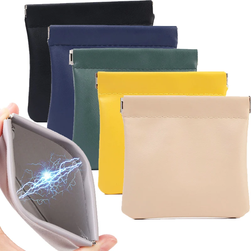 Mini Small Wallet Change Bag PU Leather Coin Purse Portable Money Change Bag Key Earbuds Storage Bag Credit Card Holder Case