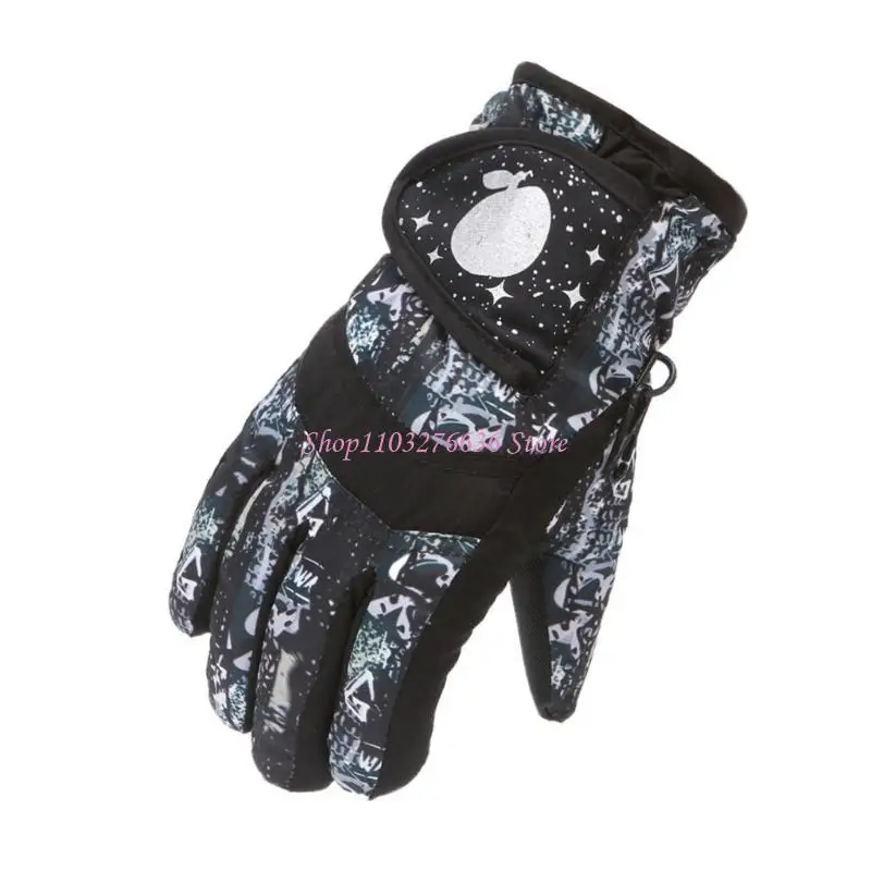 R6FD Kids Winter Warm Ski Gloves Waterproof Snow Mitten for Cold Weather Girls Boys