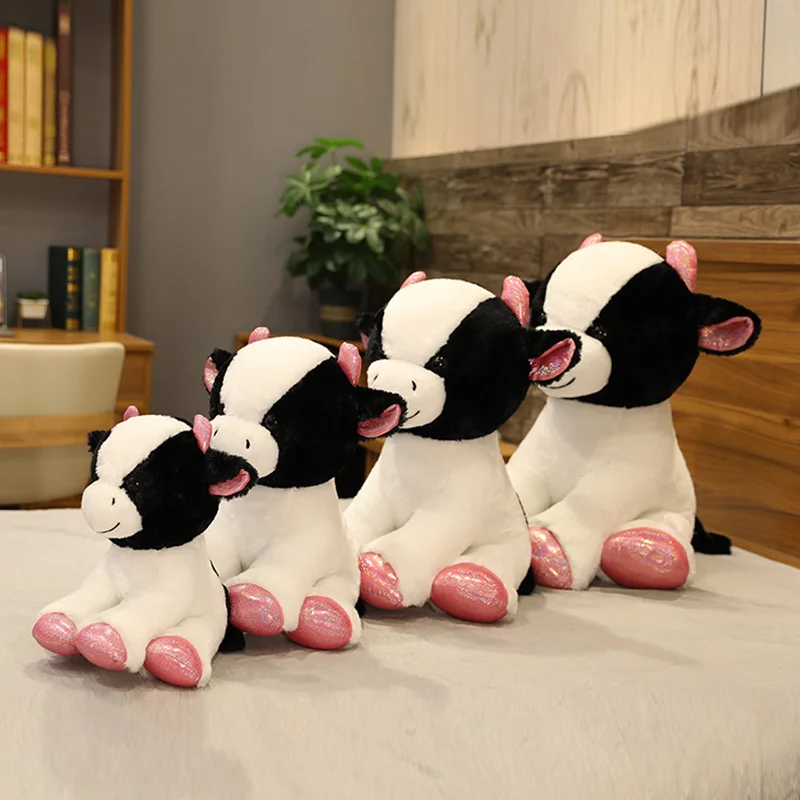 GIANT cute Sitting Milk Cow Plush Toy New Design Lifelike Cattle Plushie Doll Kawaii Room Decor Stuffed Toys For Children