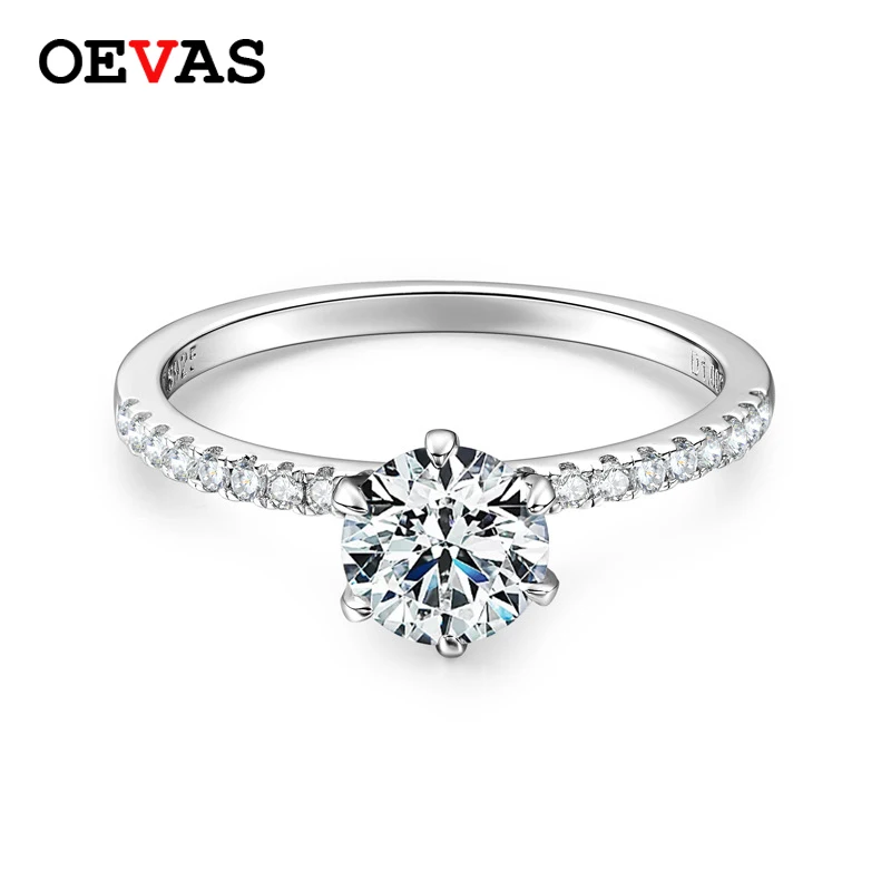 OEVAS 100% 925 Sterling Silver 1CT D Color Moissanite Diamond Wedding Rings For Women Top Quality Gift Original New Fine Jewelry