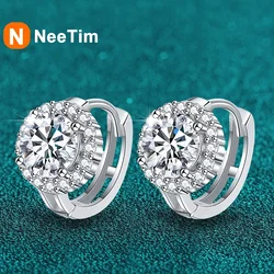 NeeTim 1ct 6.5mm Moissanite Earrings for Women S925 Sterling Silver with 18k Gold Plated Diamond Ear Studs Wedding Party Jewelry