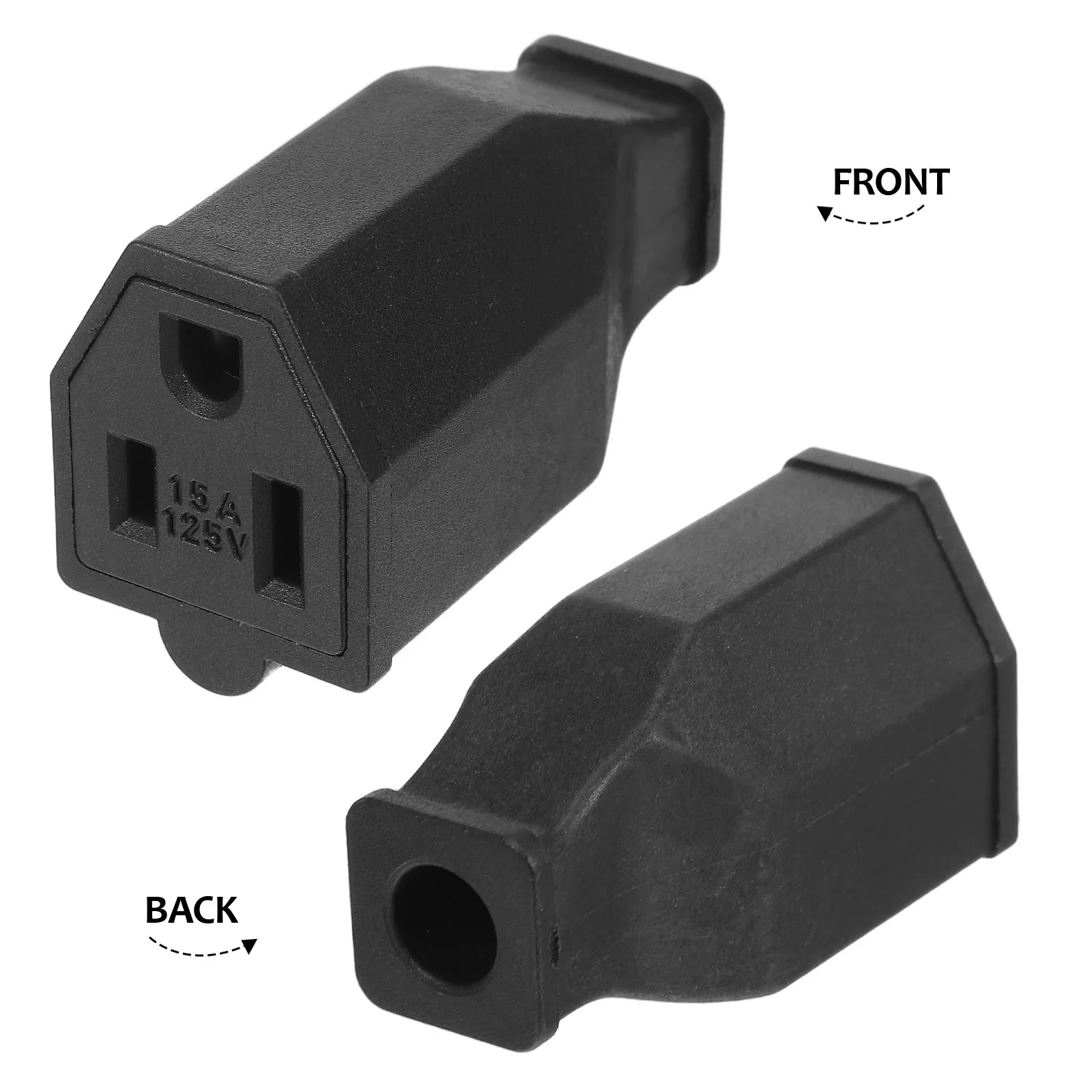 4Pcs Female Electrical Plug End 15A 125V 3 Prong Extension Cord Connector 2-Pole 3-Wire Grounding Plug Straight Blade