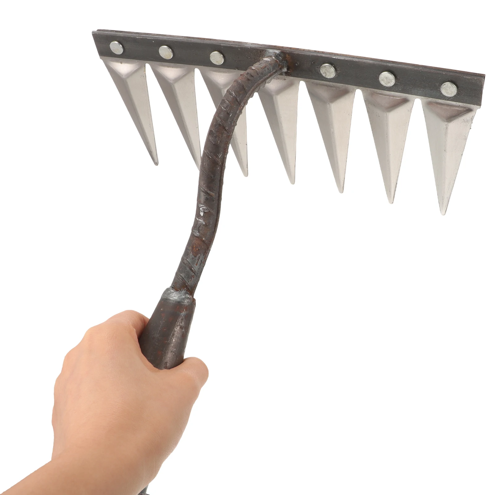 

H Garden Tool 7 Teeth Iron Rake for Loosening Soil Weeding Planting Flowers Trees Durable Lightweight Gardening Agricultural