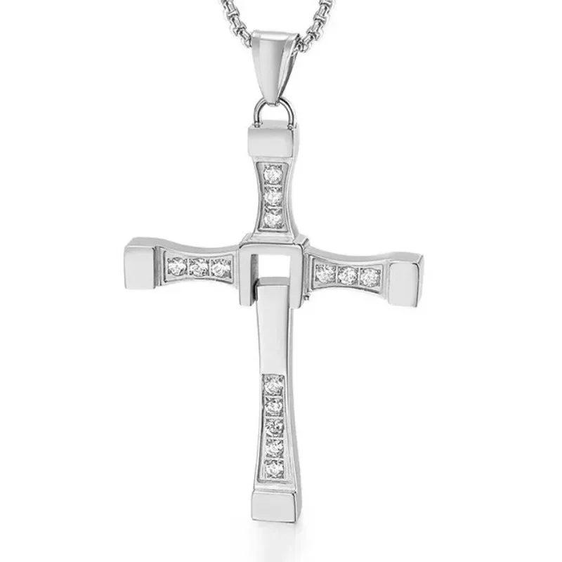 2023 Hot Selling Fast and Furious Stainless Steel Dominic Toretto Cross Y2K Necklace for Men Vin Diesel Pendant Keychain Gift