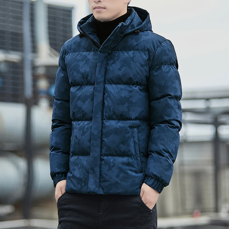 

Down cotton jacket for men's winter detachable hat style cotton jacket for young students thickened trendy oversized jacket