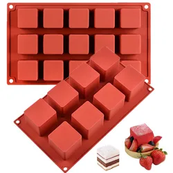 3D Square Silicone Mold Mousse Cake Baking Moulds Soap Candle Jelly Brownie Cheesecake Chocolate Truffle Pudding Tray