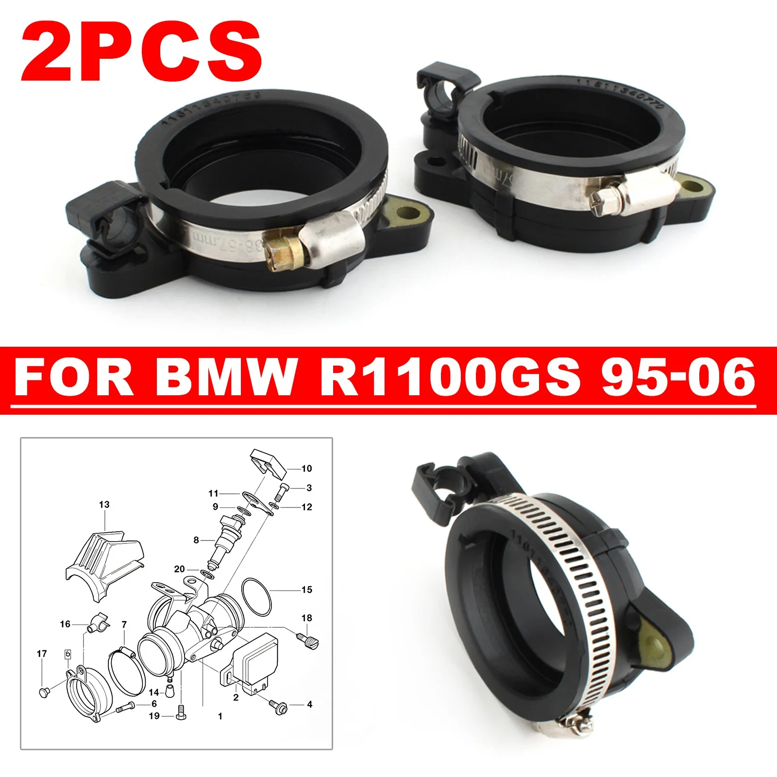 Motorcycle Air ‌Intake Manifold‌ Boot Joint For BMW R850C 1998-2000 R850GS For BMW R850R 1996-2007  For BMW R850RT 2002-2006