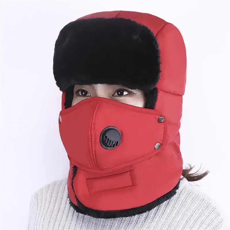 Fashion Trooper Hat Unisex Winter Trapper Cap Ear Flap Hat With Mouth Cover Fur Snow Caps Warm Flaps Ski Hat New Bomber Hats