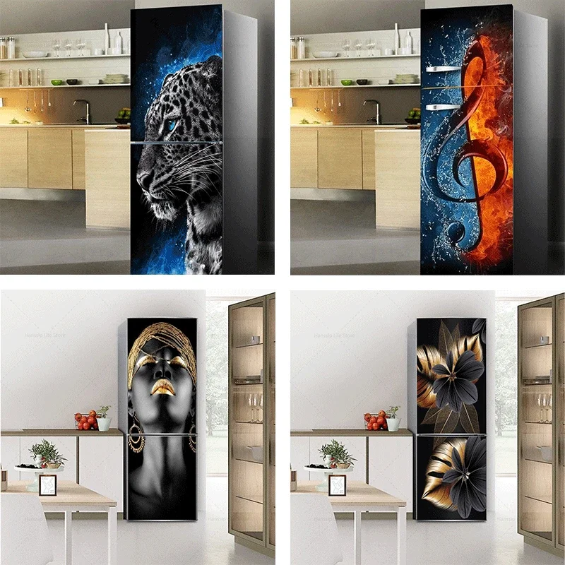 

Vintage Style Fridge Stickers Mural Stickers Furniture Art Waterproof Vinyl Kitchen Fridge Beautification Decorative Stickers