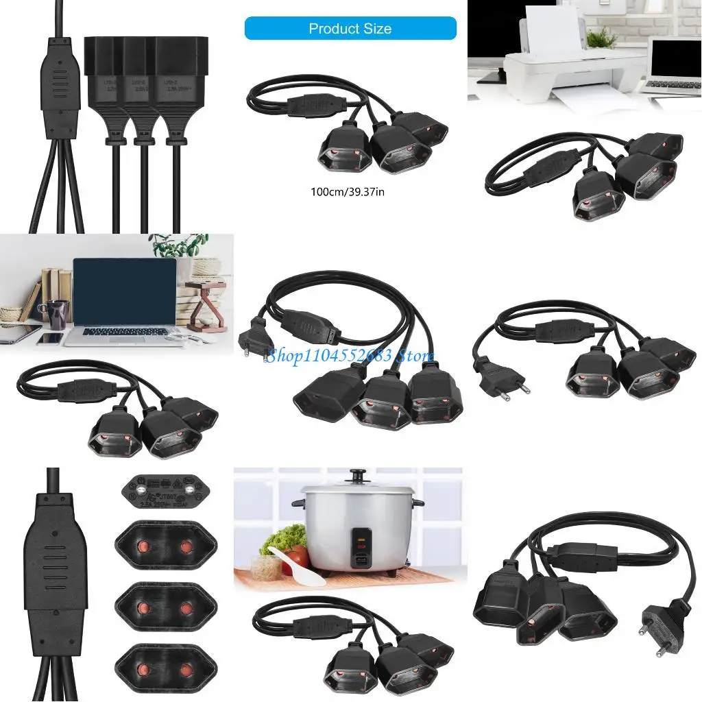 

Y6GD European Compatible Three Outlet Extension Cord 1 to 3 Extension Cable for Simultaneous Charging Of Multiple Devices