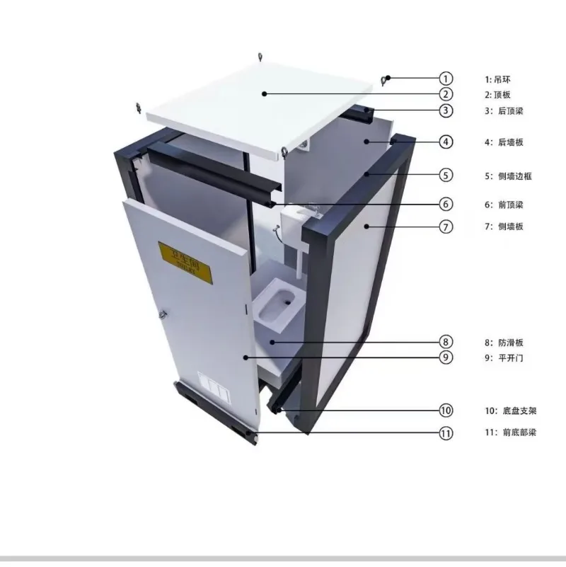 Integrated Prefabricated Steel Bathroom Easy to Install with Toilet Squat Toilet Wash Basin Waterproof