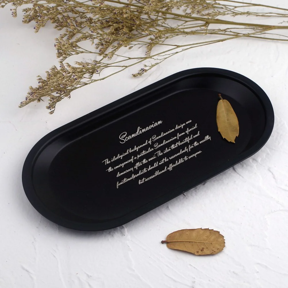 

1Pcs Stainless Steel Bathroom Storage Tray Metal Tray for Jewelry Key Coin Desktop Organizer Black Size S