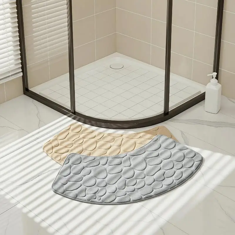 1Pcs Cobblestone Embossed Bath Mat 3D Non Slip Bathroom Velvet Mat Absorbent Doormat Carpet Door Floor Mat Dry Quickly