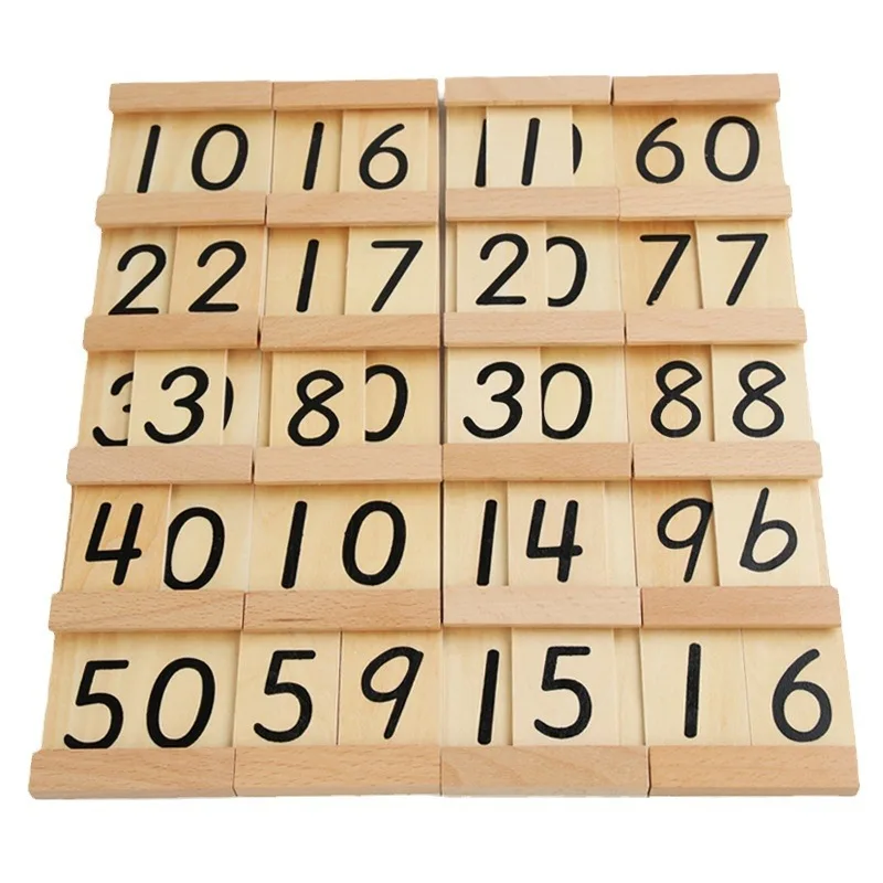 Children\'s Wooden Montessori Numbers 1-99 Learning Card Math Teaching Aid Preschool Children Early Education Educational Toys