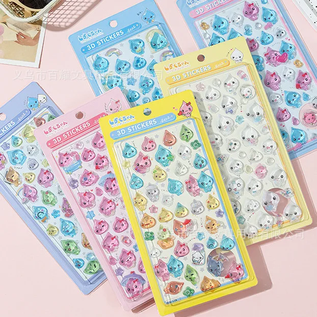 

3D Embossed Vintage Solid Water Drop Stickers Cute Cartoon Relief Decals For Kids DIY Craft Scrapbook Phone Case Notebook Decor