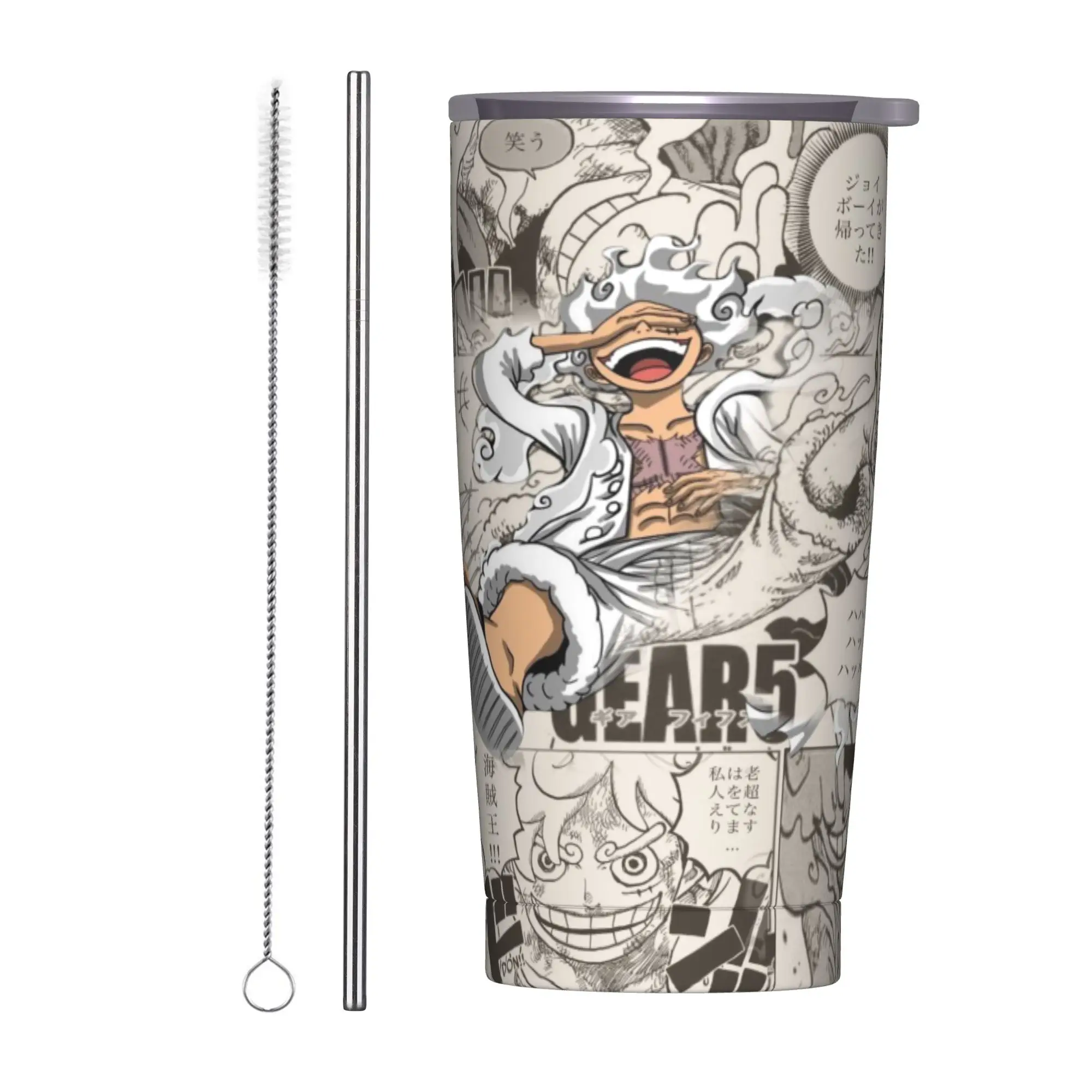 

Луффи Зоро Тони Чоппер аниме Стакан с соломой Дорожные кружки из нержавеющей стали с двойными стенками и вакуумной изоляцией для холода или горячего, 20 унций