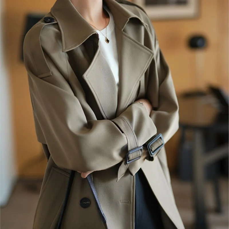 Korean Style British Short Trench Coat Small Women Western plus Size Classic