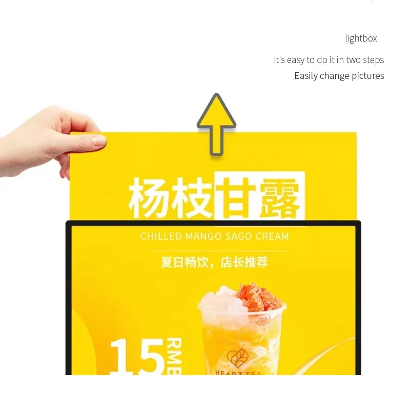 A2 Restaurant Menu Board Signboard for Fast Food Menu Led Backlit Poster Frame Light Box Advertising