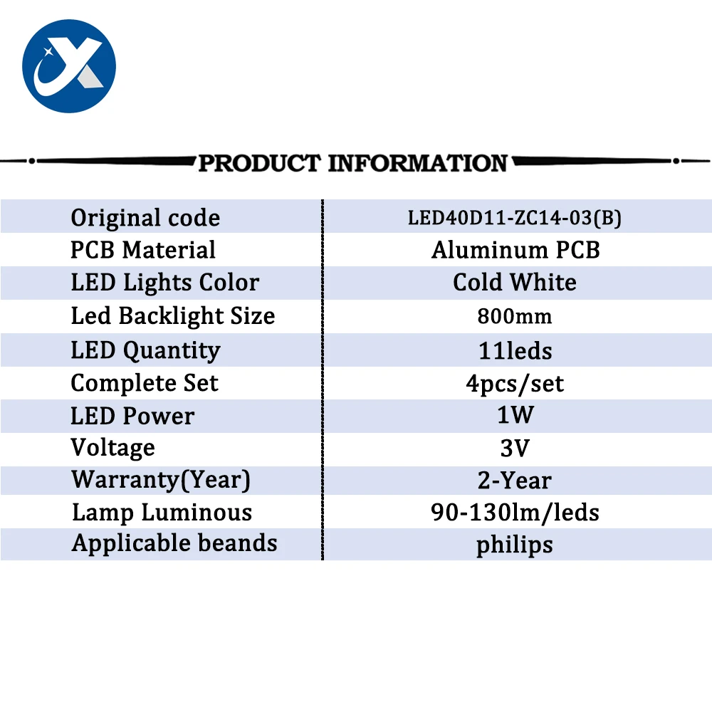 4pcs LED Backlight Strip LED40D11 ZC14 01(A)/02(C) 30340011207 30340011208 For LE40F3000W D40MF7090 LE40D8810 LSC400HM06-8