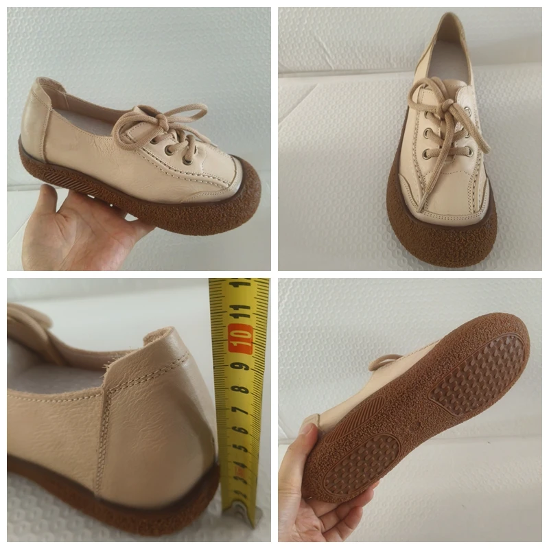 Koznoy 3cm Kuh natürliches echtes Leder bequeme Loafer Frühling Gummi ethnische Frau ergonomische Herbst weiche Wohnungen schnüren Freizeit schuhe