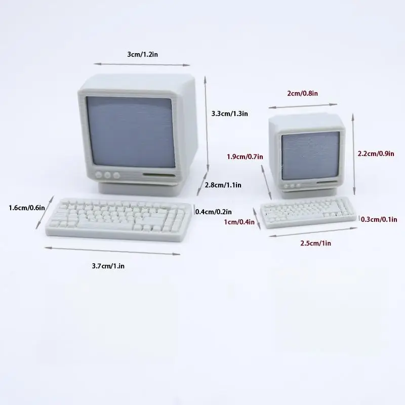 Retro Desktop Computer Model 112 118 Scale Dollhouse Miniature Accessory Collectible Decoration for Doll House Scenes Kids Gift