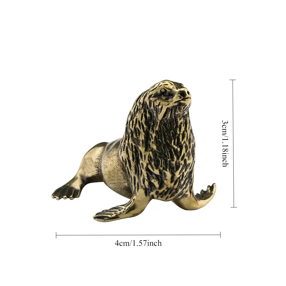 Copper Sea Lion Figurine Creative Decoration Sea Lion Sea Dog Brass Craft Tea Pet Deskyop Decoration Stalls Supply Gitfs - view 5