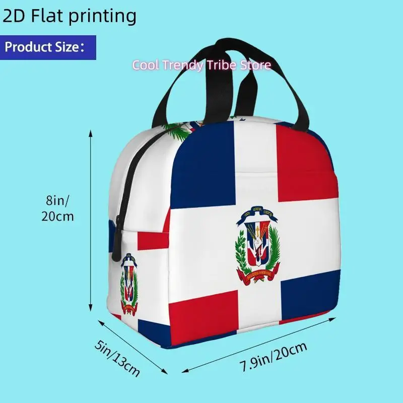 1pc Dominican Republic Flag with Coat of Arms and Cross Design Printed Insulated Cooler Bag | Reusable Portable Hot Cold Bag for