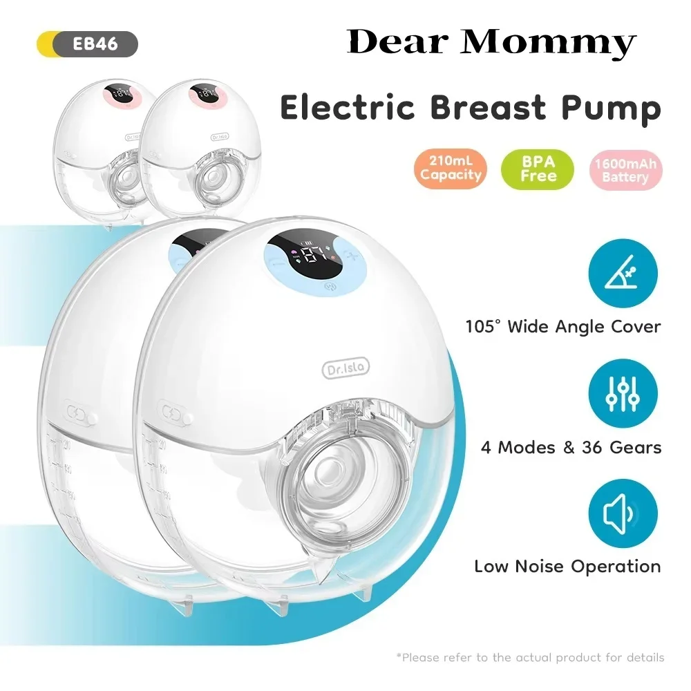 

Переносной молокоотсос, 2 шт., тихий дизайн, 210 мл, большая емкость, 4 режима и 36 уровней, электрический портативный молокоотсос, БЕЗ BPA