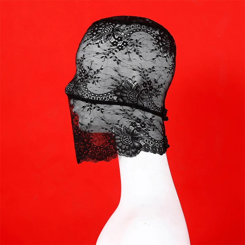 Women Sexy Black Lace Mask Masquerade Party Mask Unisex Adult Lace Full Face Hood Head Cover Festival Halloween Cosplay Eye Mask