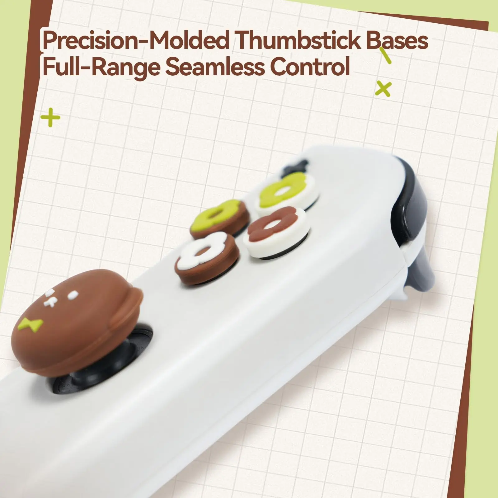 مجموعة أغطية أزرار GeekShare Cross D-Pad قبعات قبضة الإبهام متوافقة مع Switch/OLED، أغطية غطاء أزرار المفاتيح ABXY، كوما دونات