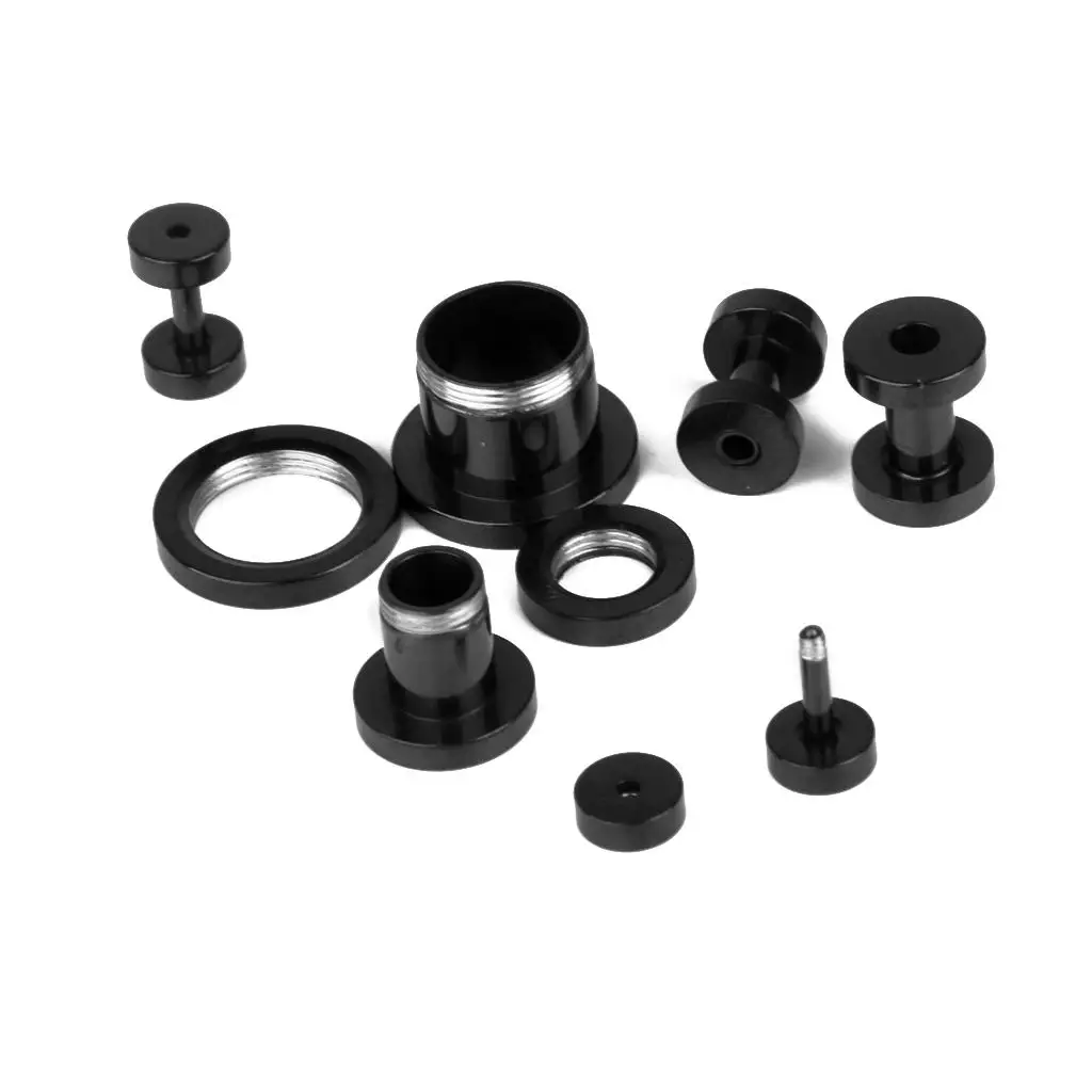 Black Stainless Steel Screw Fit Flesh Tunnels Expander for Ear Stretching Jewelry Safe Kit