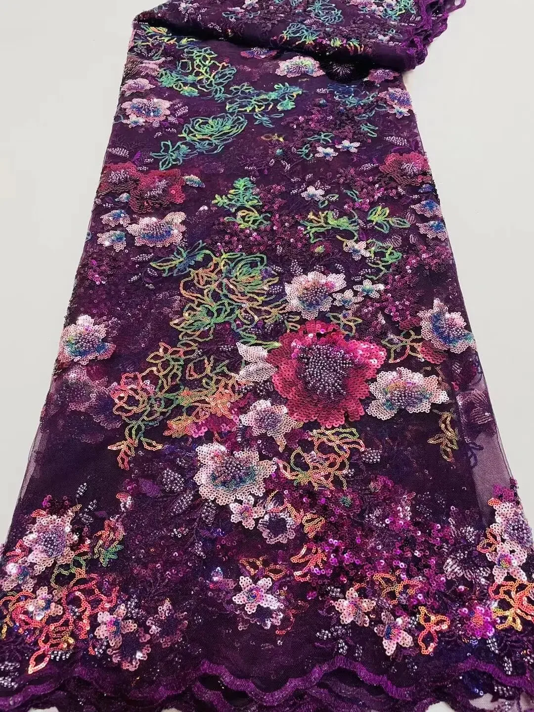 

2021 High Quality African Lace Fabric Yellow French Lace Fabric Tulle Sequins Nigerian Lace Fabric For Wedding Dress