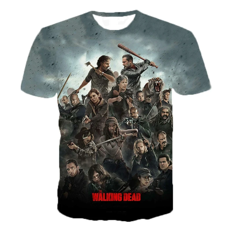 Popular TV Series The Walking Dead 3D Printed T-shirt Summer Men's Clothing Short Sleeve Tops Fashion Horror Oversized Tee Shirt