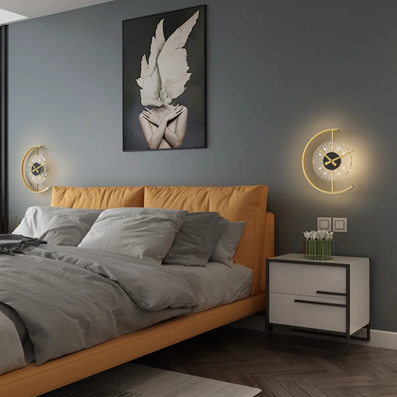 Imagem -02 - Modern Clock Wall Led Lights Room Decor Corredor Corredor Hotel Foyer Mesa de Jantar Cozinha Quarto Cabeceira Eletrodomésticos