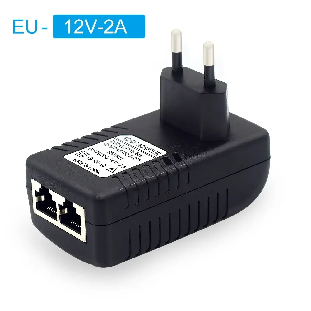 Hot 48V 0.5A 24W  POE Injector for IP Camera CCTV Security Surveillance PoE Power Supply  Ethernet Adapter  Phone US EU UK Plug