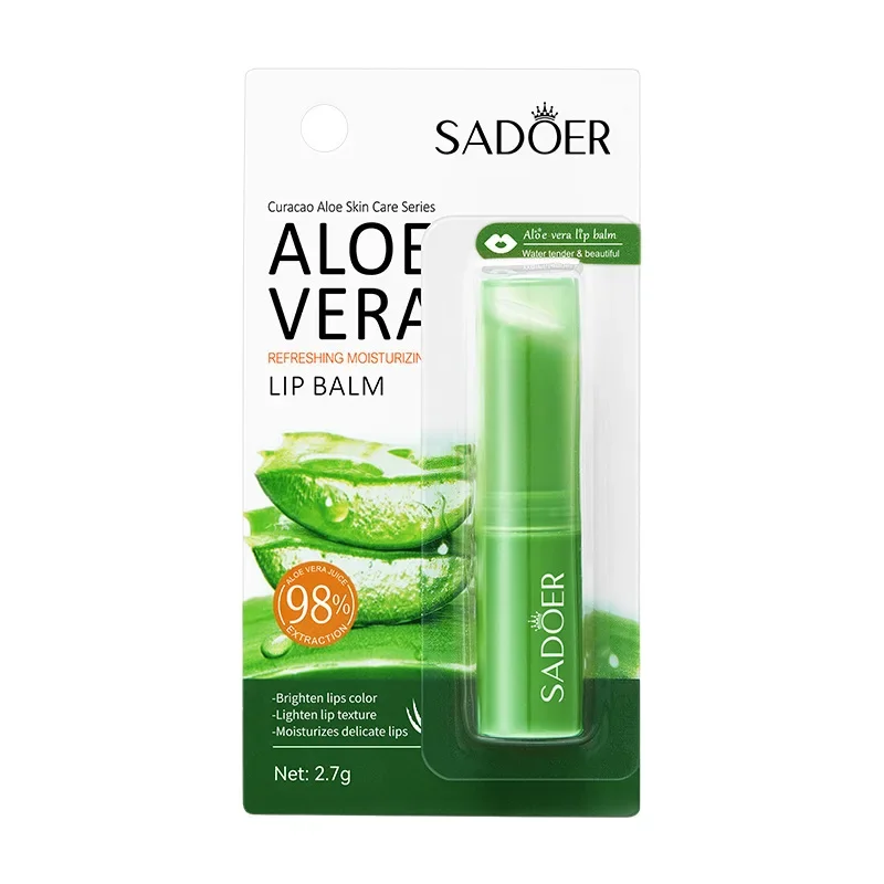 1 szt. Aloe Vera nawilżający balsam do ust długotrwały nawilżający przeciw suchym pęknięciom poprawia linie ust szminki rozjaśniają odżywiają pielęgnację ust