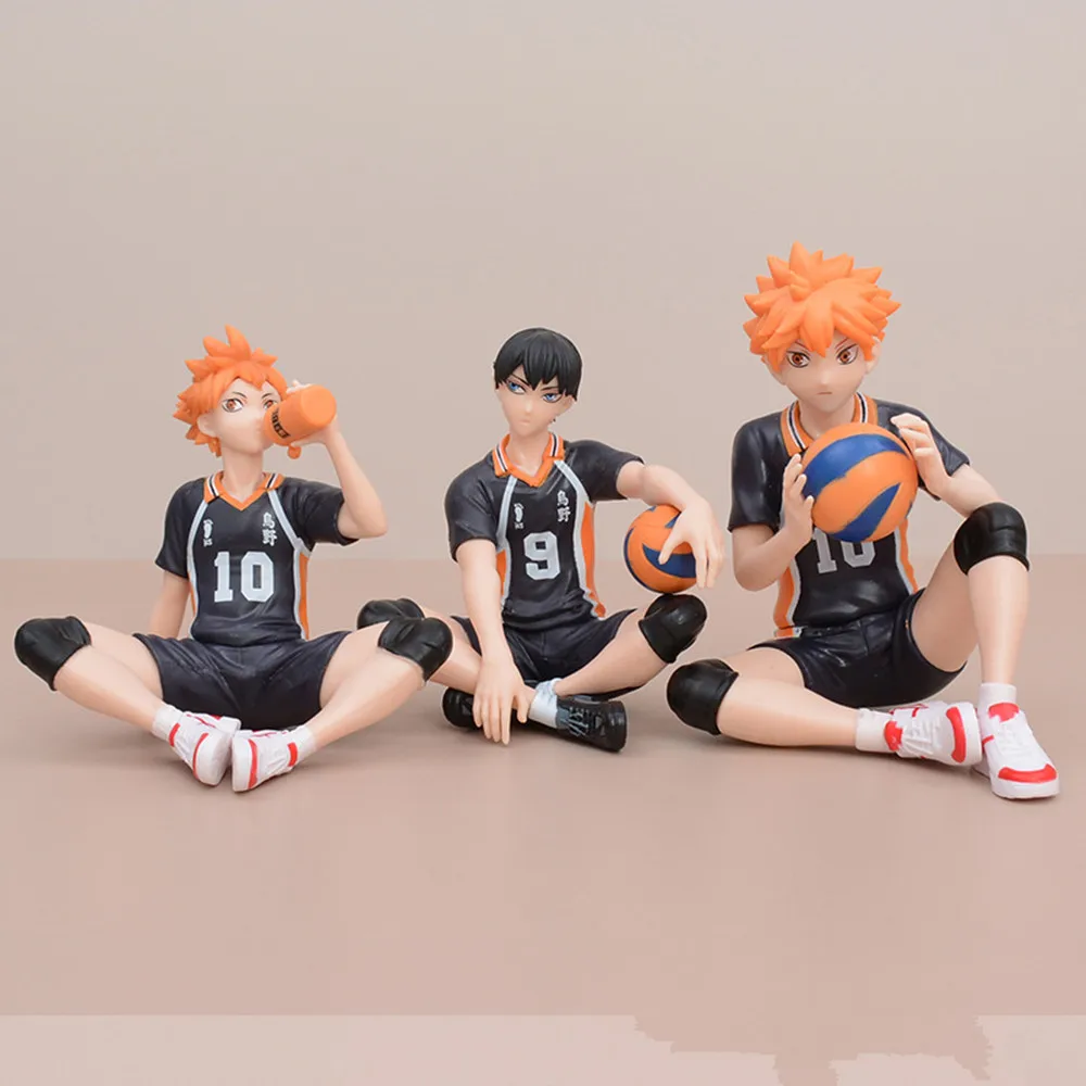 Haikyuu Conjunto de figuras de ação de anime de 12 CM - Shoyo Hinata Kozume Kenma Tobio Kageyama Noodle Stopper Modelo Coleção de brinquedos em caixa